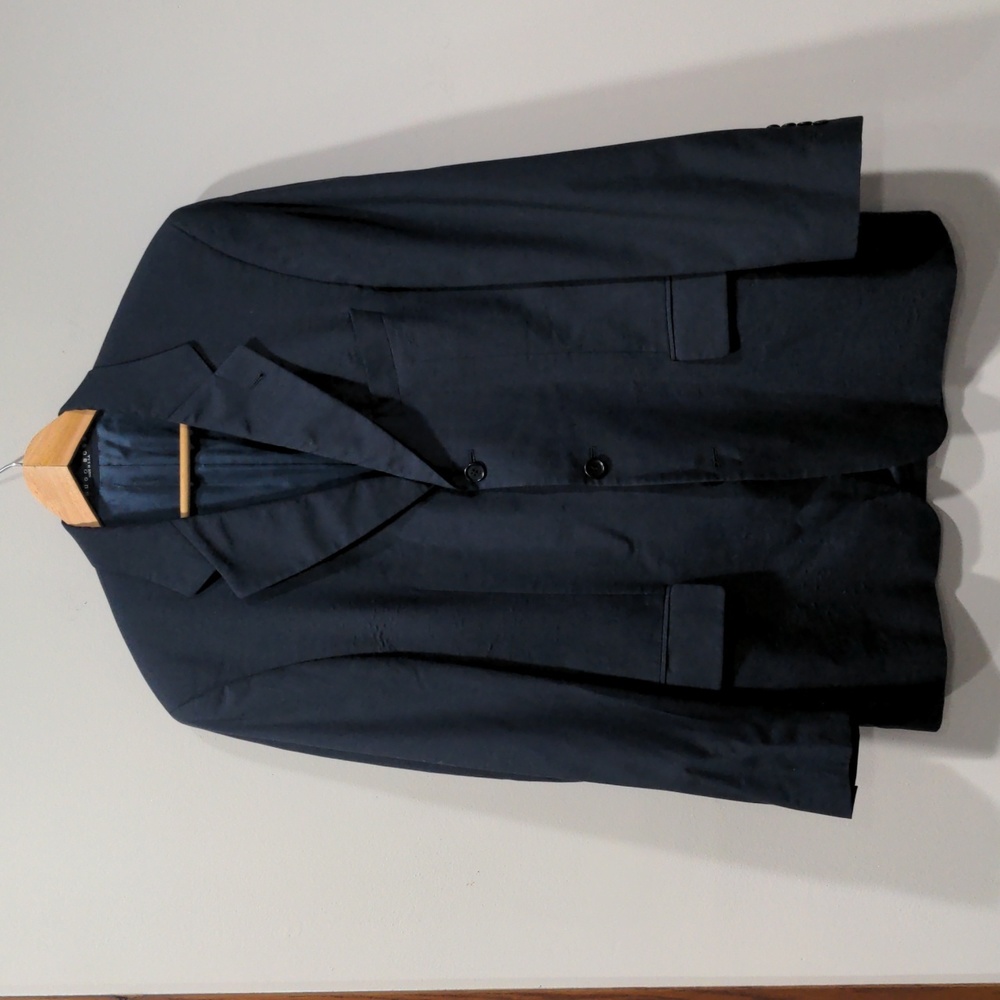 Boss Hugo Boss Artemis Vintage Suit Coat 100% Wool Size 40R Navy Blue Flaw
